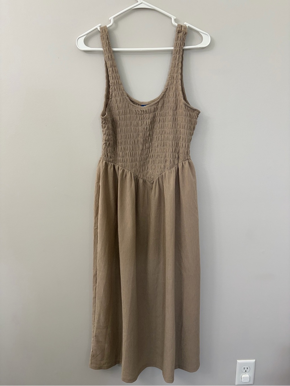 Old Navy Taupe Smocked Tank Midi Dress